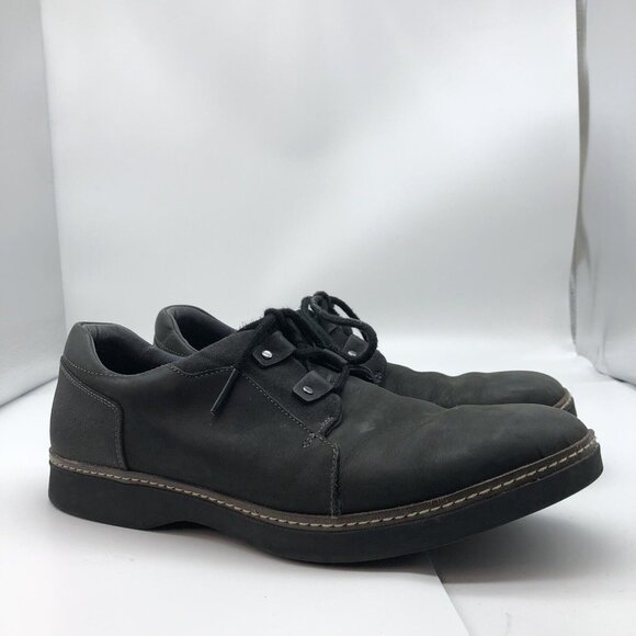 Ahnu Mens black leather oxford lace up sz 11 - Picture 1 of 11